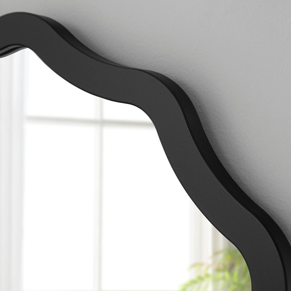 Yearn Wavy Black Ripple Edged Round Mirror 90cm Image 3