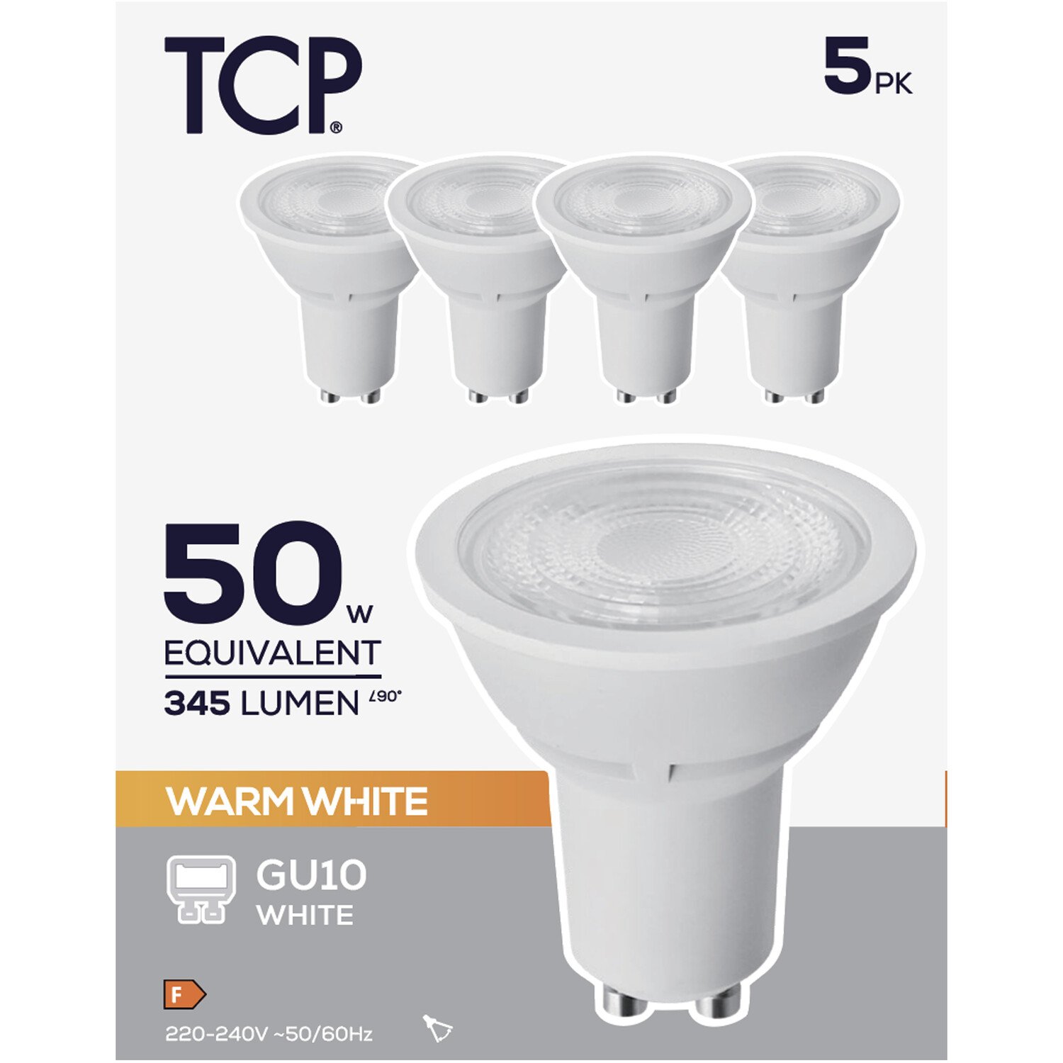 TCP LED White GU10 345L Bulbs - Warm White / 5 Image 2