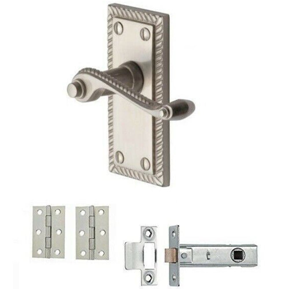 Golden Grace Satin Chrome Georgian Lever Latch Door Handle Set 107 x 48mm 6 Pack Image 2