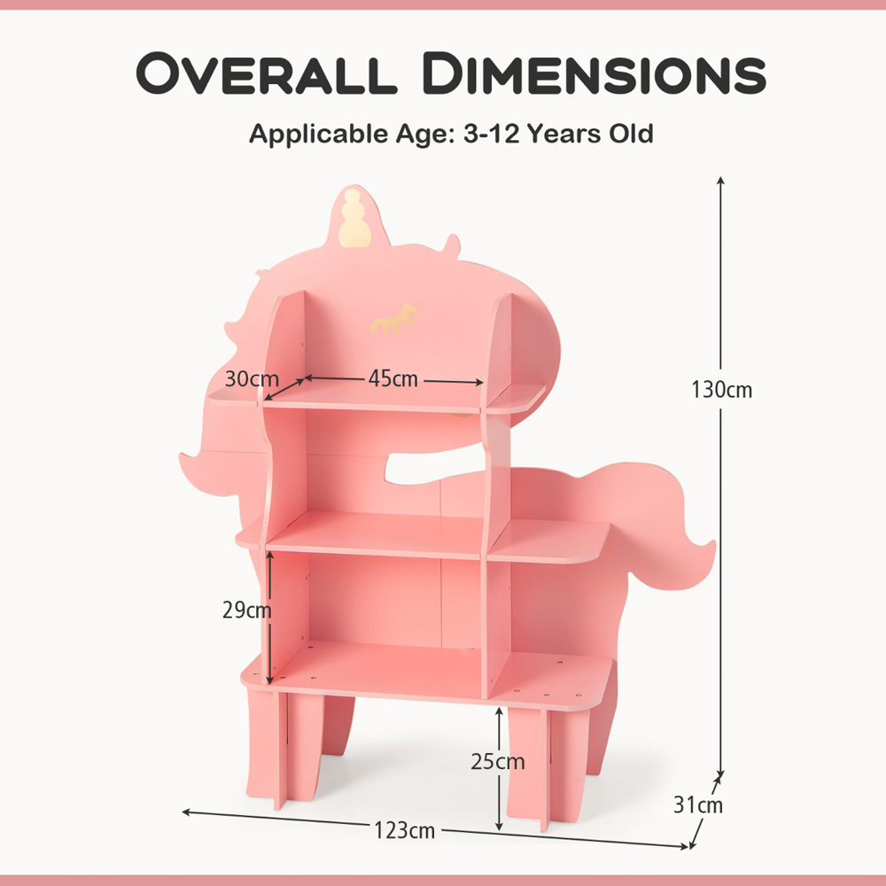 Costway Pink Kids Toy Bookshelf Image 9