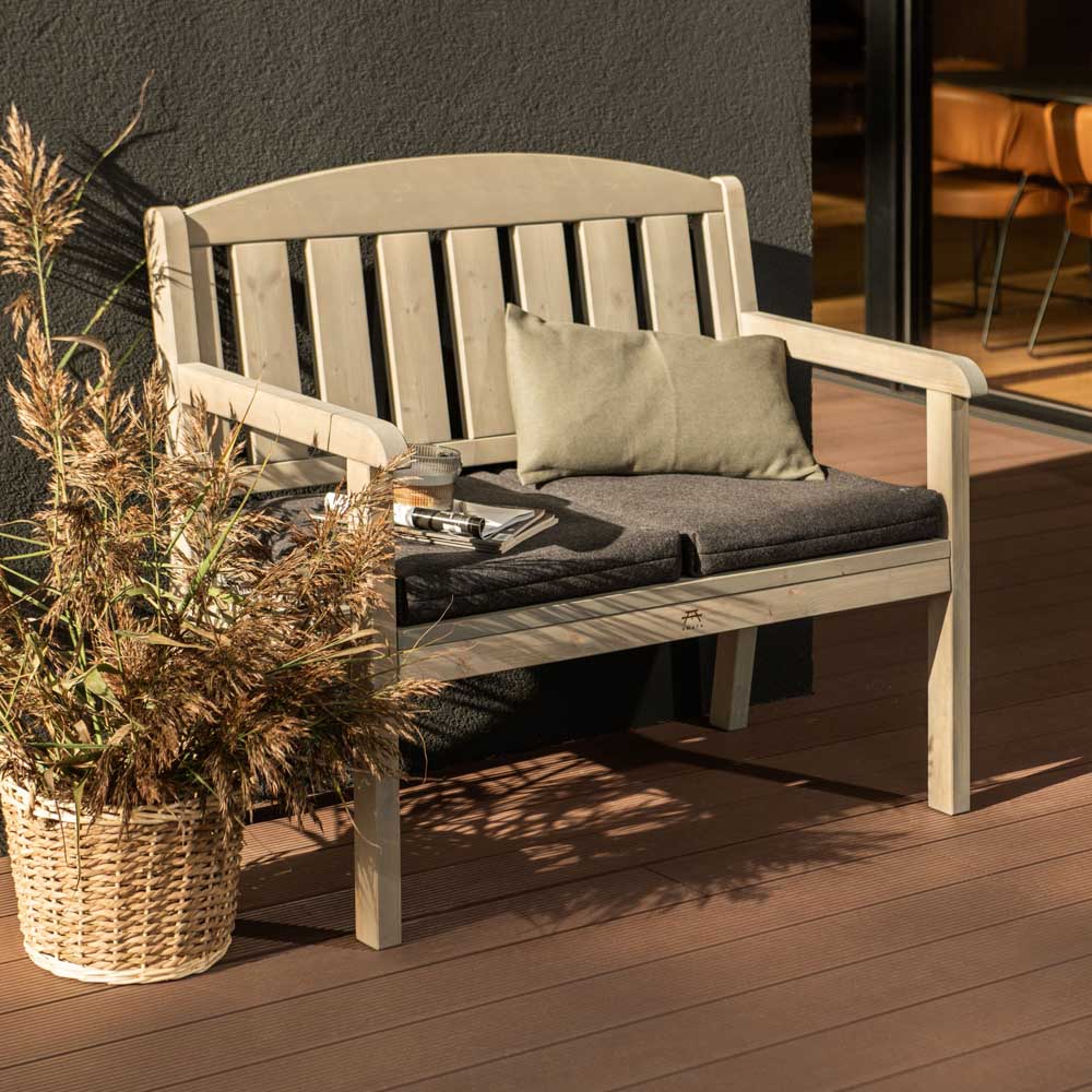 AMATA Ungurs 2 Seater Grey Wooden Garden Bench Image 6