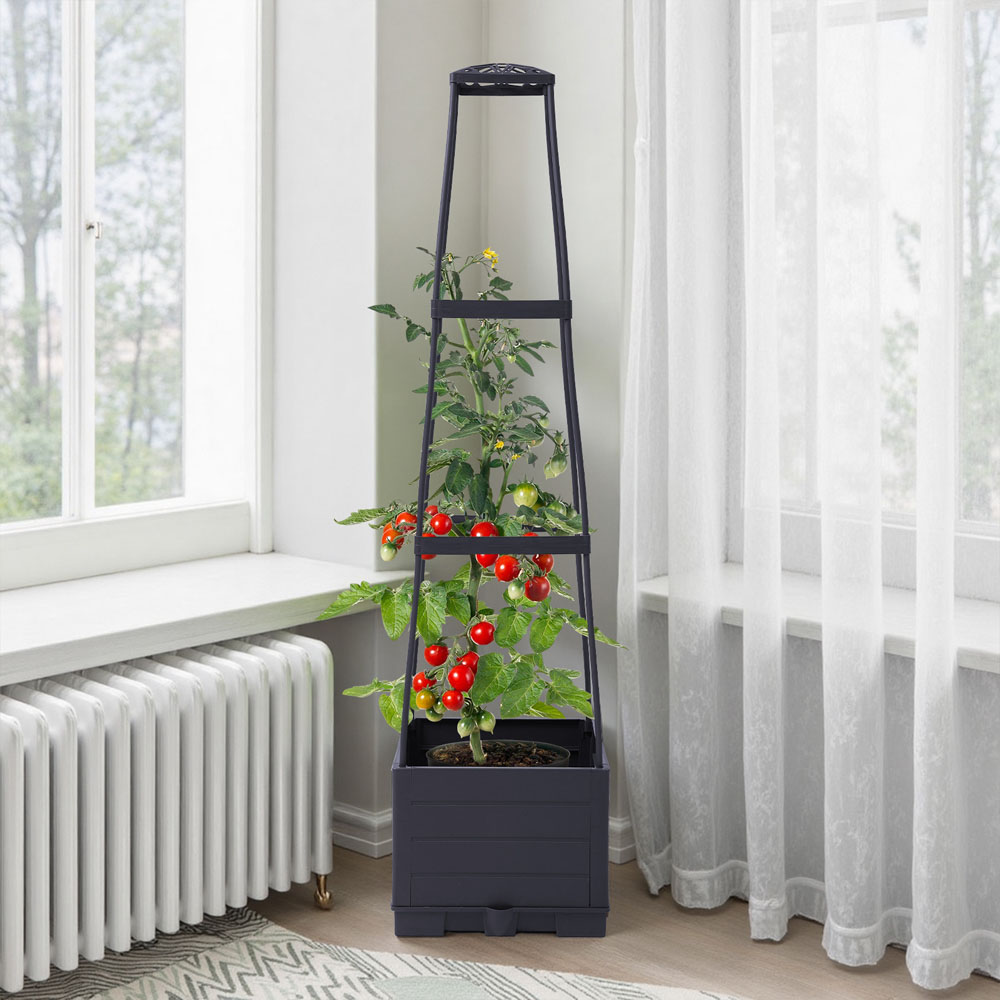 Living and Home Raised Garden Bed Planter Box with Trellis for Climbing Box 114cm Image 2