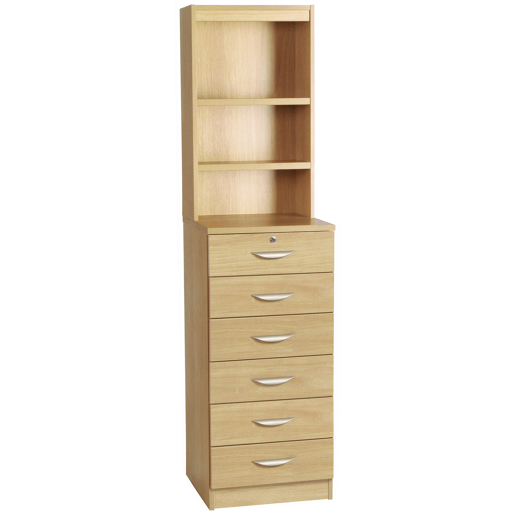 R White Cabinets 6 Drawer 3 Shelf Brown Chest of Drawers with Hutch Image 2