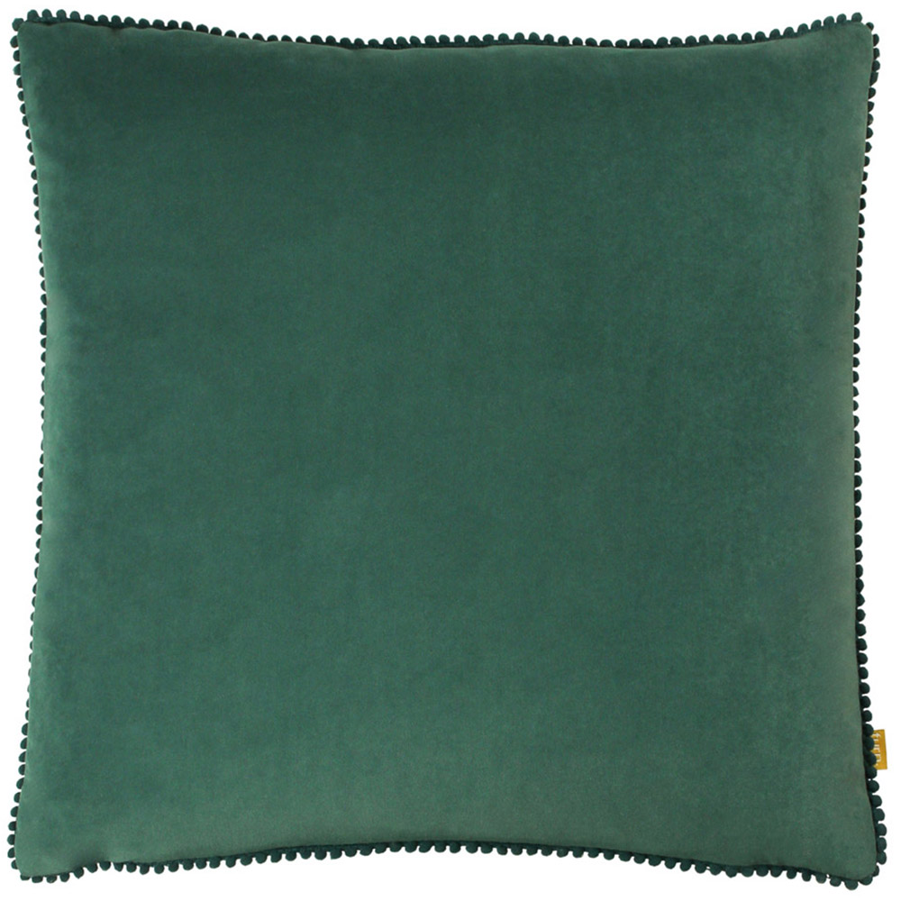 furn. Cosmo Marine Blue Square Velvet Pom-Pom Cushion Image 1
