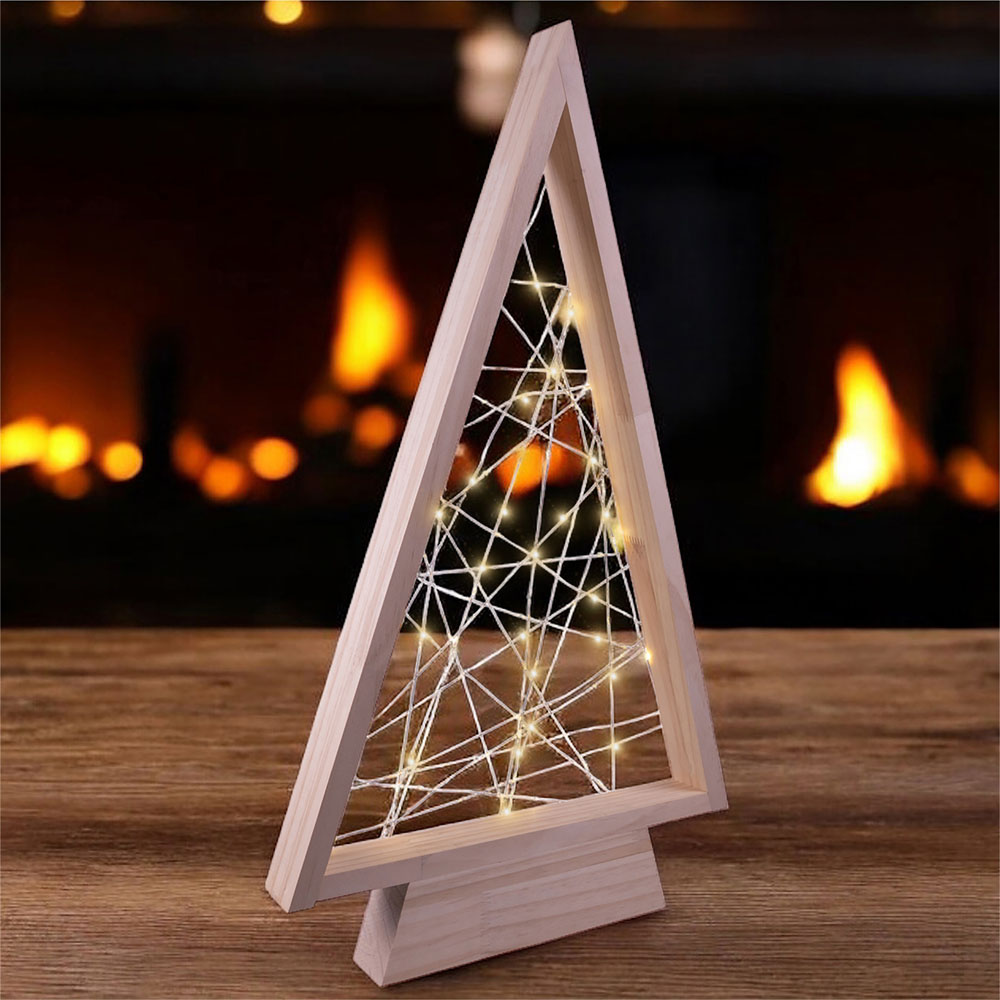 St Helens LED Wooden Self Assemble Xmas Tree 63cm Image 2