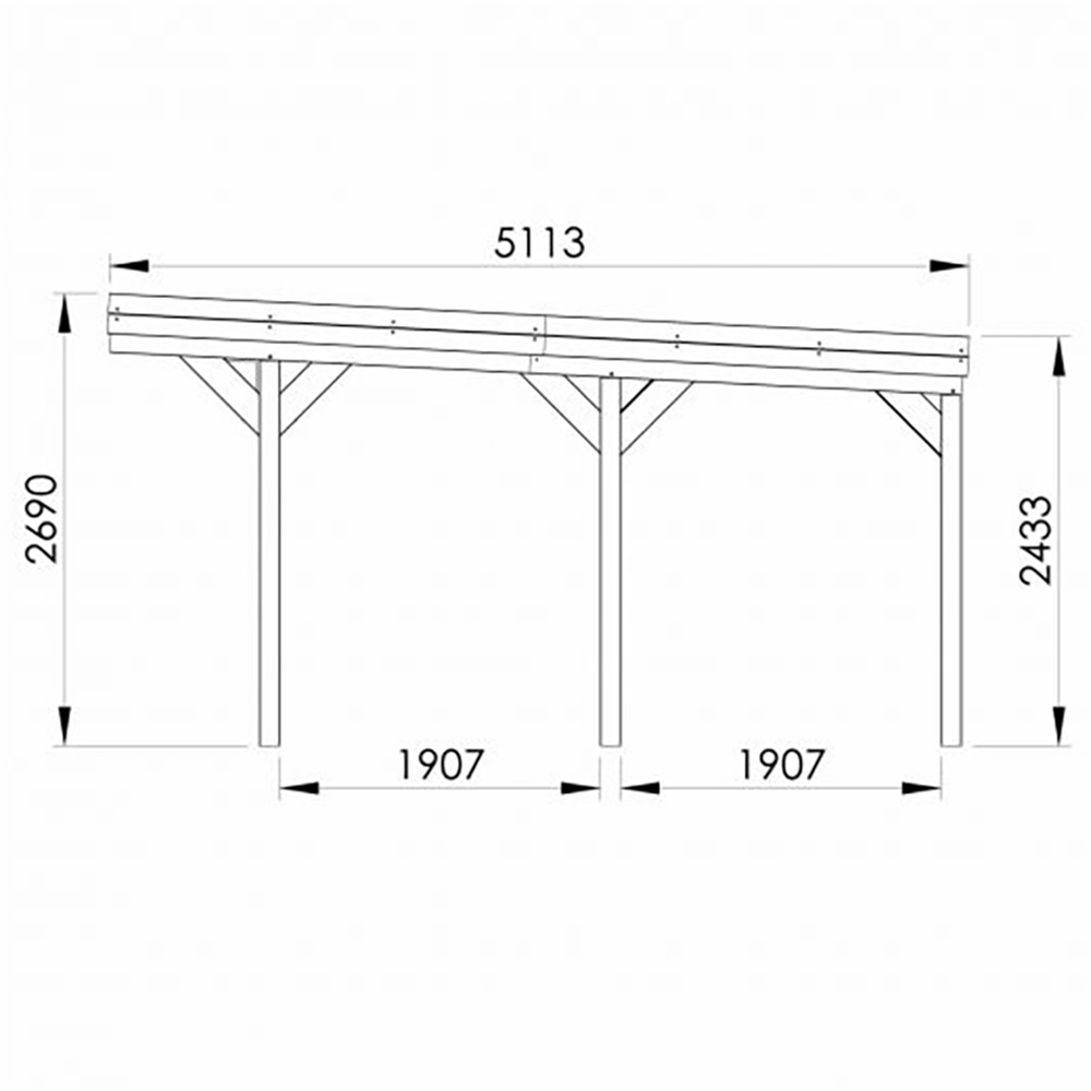 Cerland Victor Double Wooden Carport 19.6 x 16.4ft Image 4
