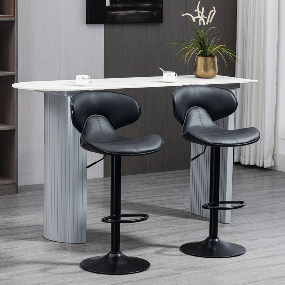 Portland Dark Grey PU Height Adjustable Swivel Bar Stool Set of 2 Image 4