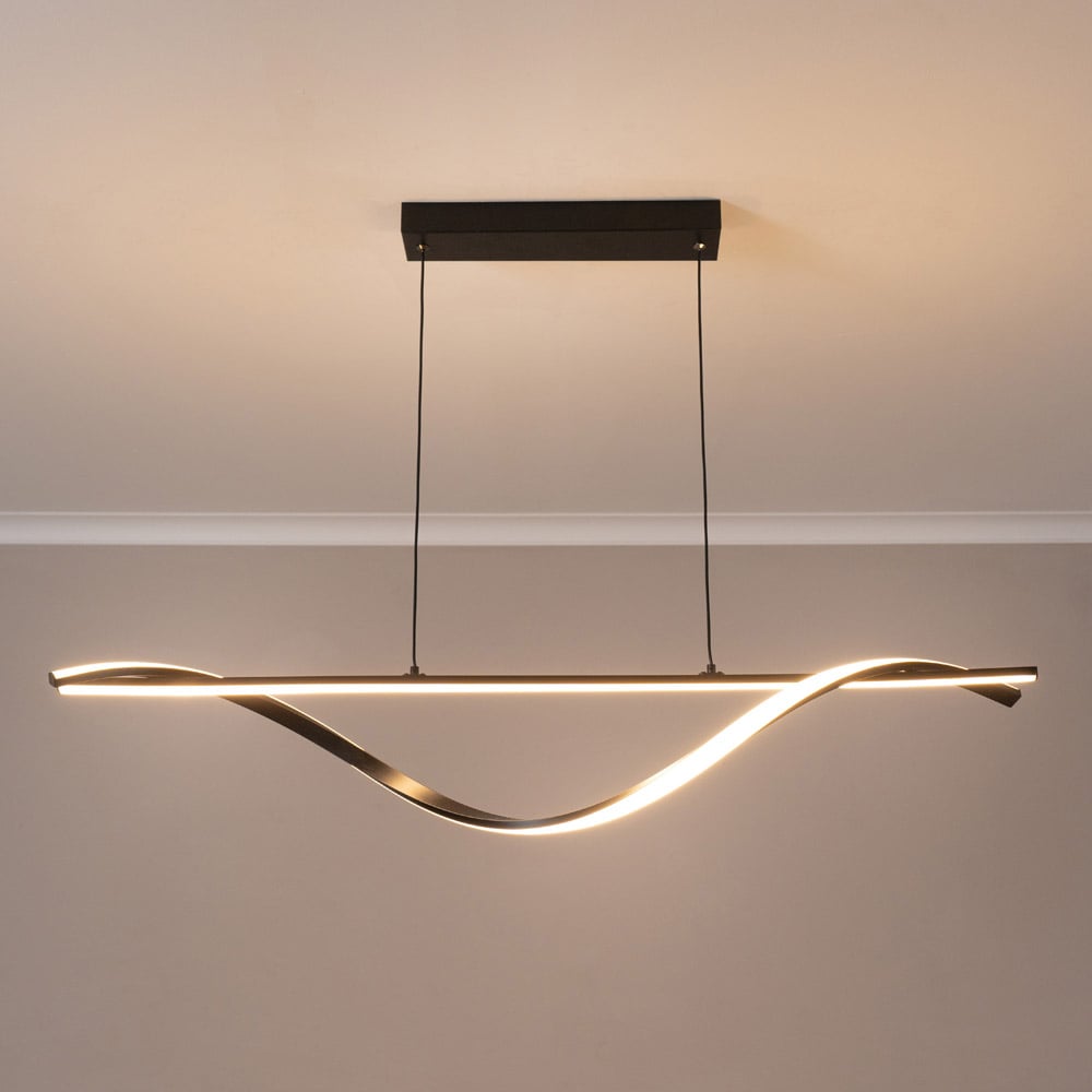 ValueLights Infinity Matte Black Twist Drop Bar LED Pendant Light Image 2