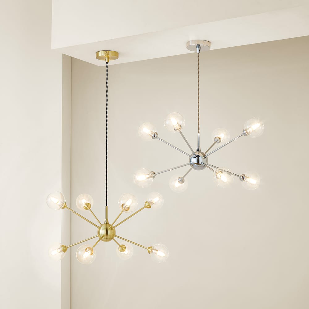 ValueLights Sputnik 8 Way Gold Glass Globe Pendant Ceiling Light and Bulbs Image 7