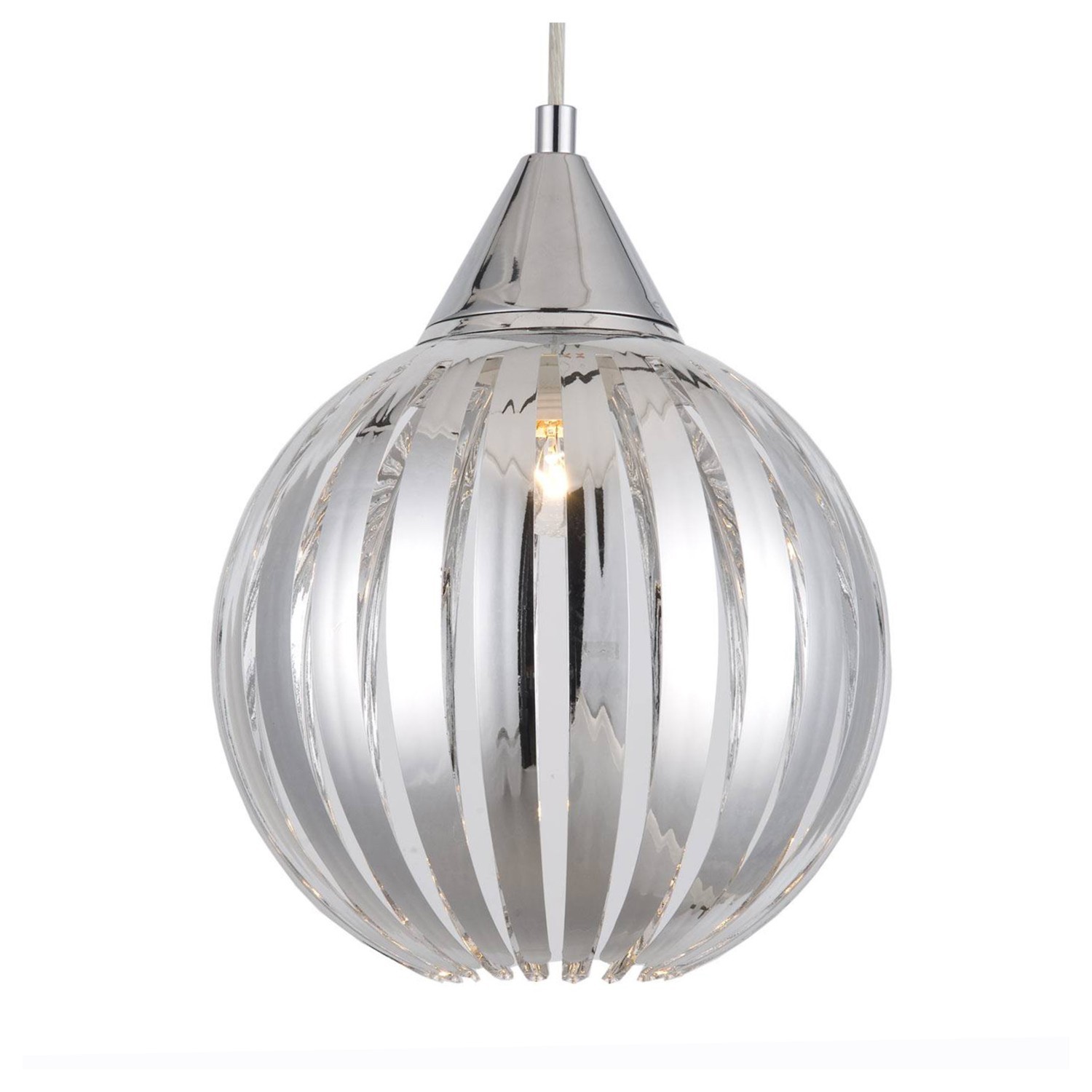 Silver Chrome and Acrylic Pendant Light Image 2