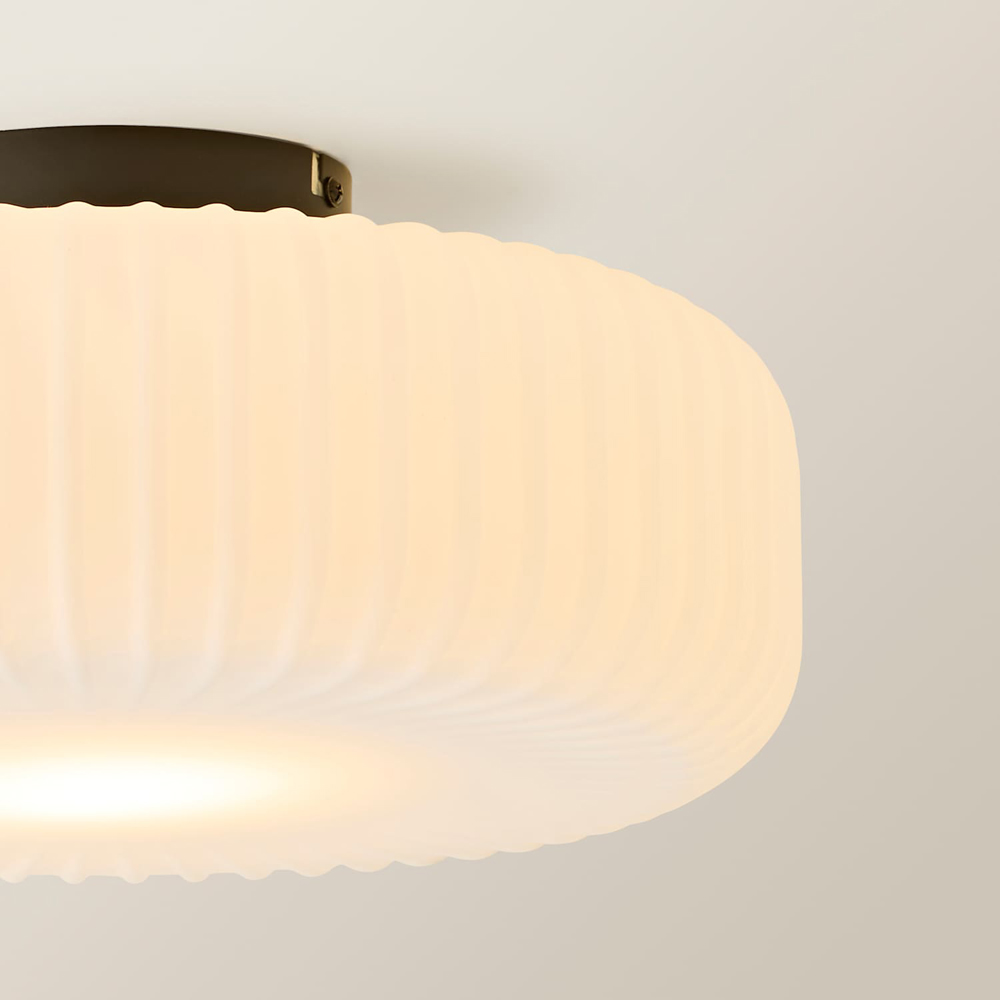 ValueLights Calpe Matte Black Frosted Glass Flush Ceiling Light with Bulb Image 4