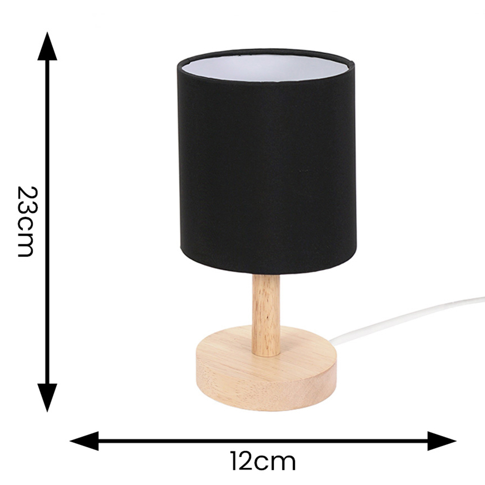 ValueLights Nelly 2 Pack Black Shade Wooden Base LED Bedside Table Lamp Image 7