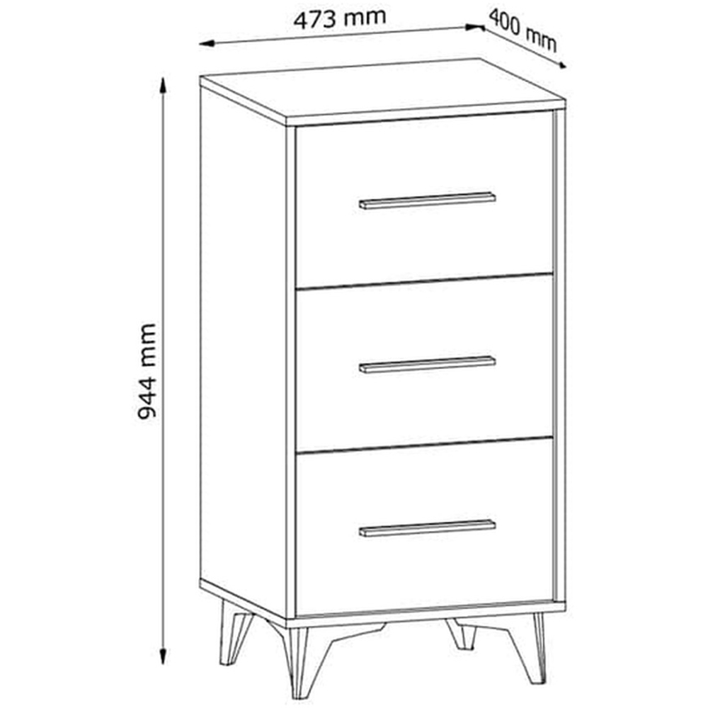 Impact Furniture Frida Dark Oak 3 Drawer Tall Narrow Chest of Drawers with Black Legs Image 8