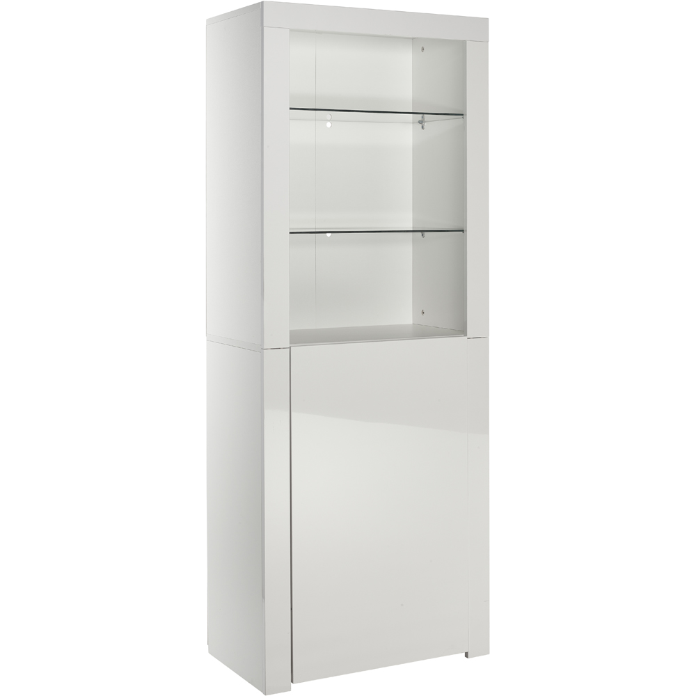 MMT Furniture Designs Single Door 3 Shelf Matt Gloss White Modern Buffet Cabinet with LED Image 3
