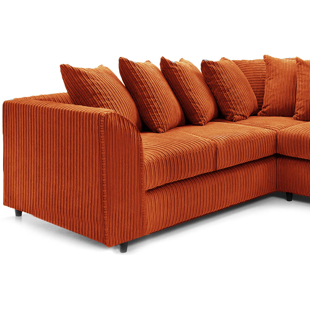 Luxor 5 Seater Orange Jumbo Cord Scatter Back L Shaped Corner Sofa Set Image 3