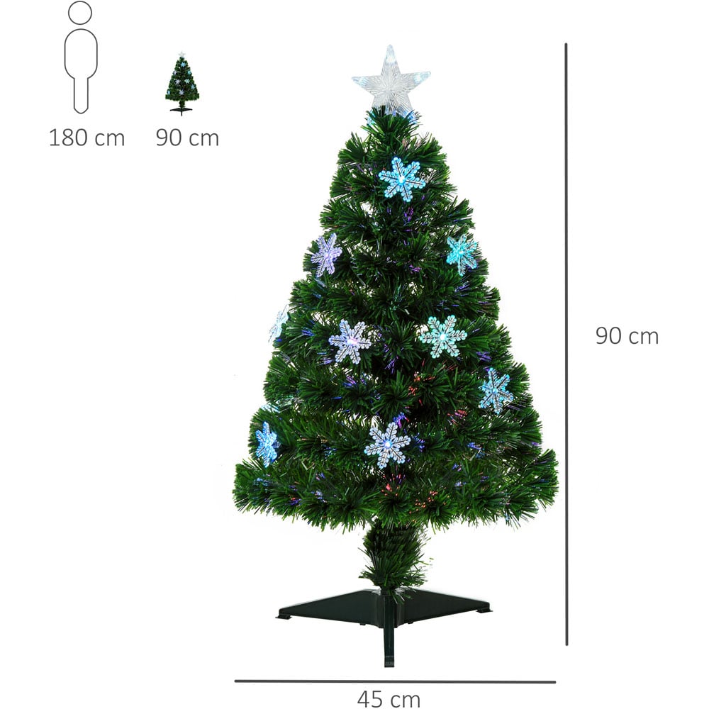 Everglow Fibre Optic Green Christmas Tree with Snowflakes 3ft Image 8