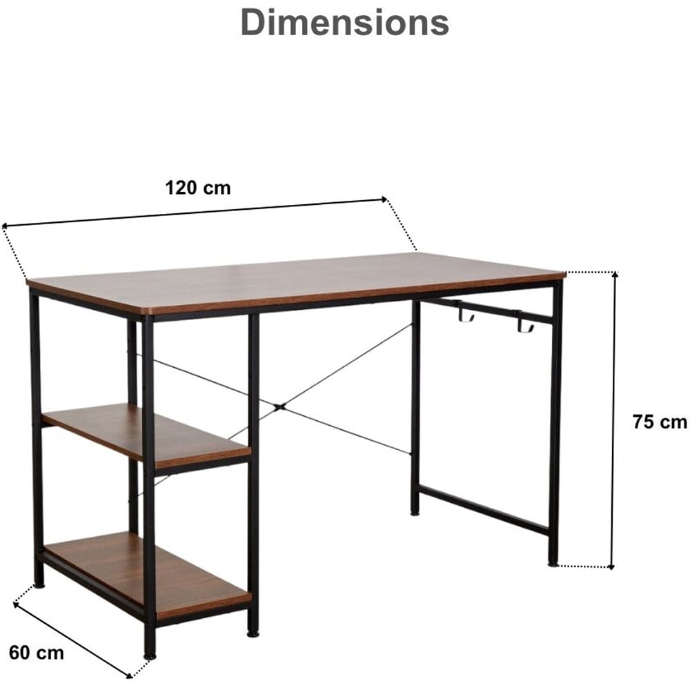 Home Source Stanton 2 Shelf Computer Desk with Hook White Image 9