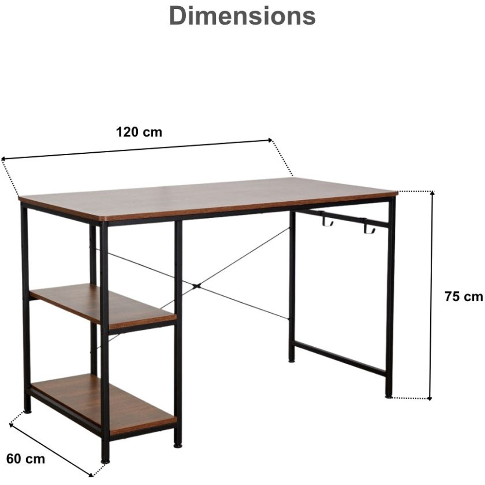 Home Source Stanton 2 Shelf Computer Desk with Hook Grey Image 9