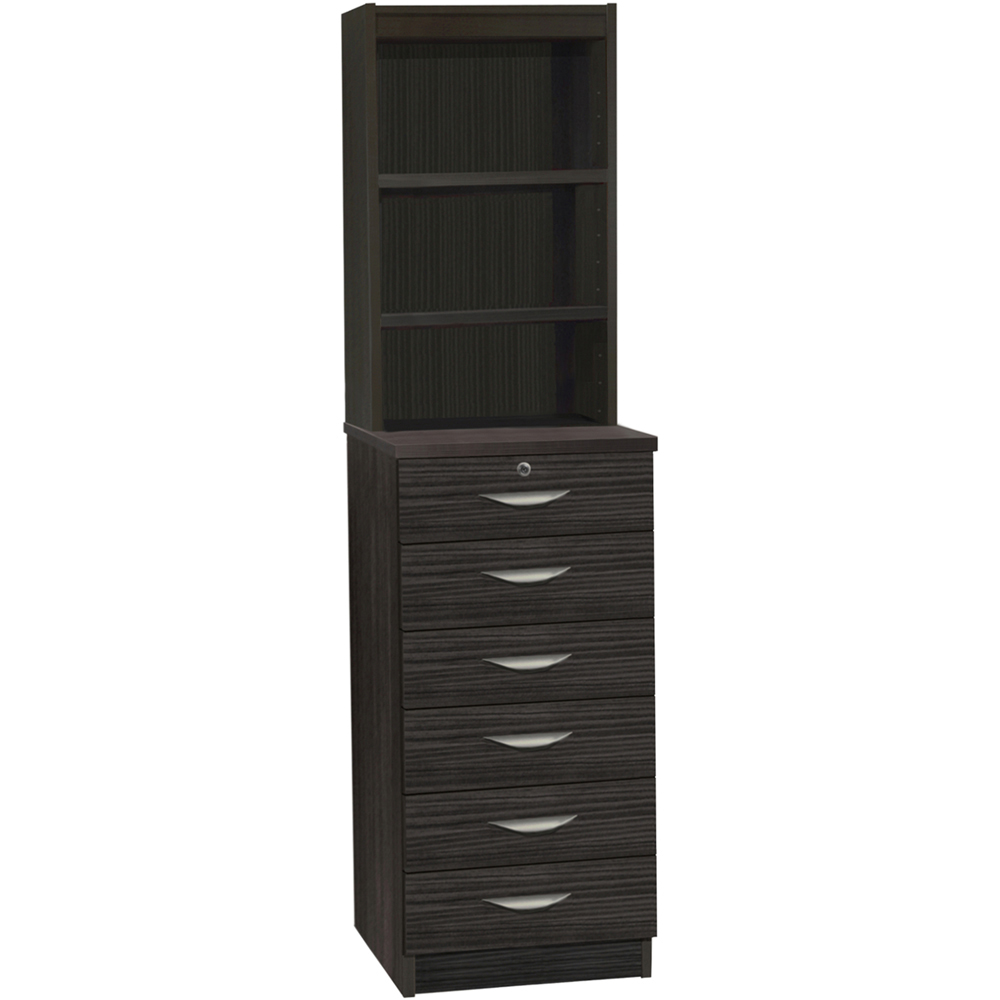 R White Cabinets 6 Drawer 3 Shelf Black Chest of Drawers with Hutch Image 2