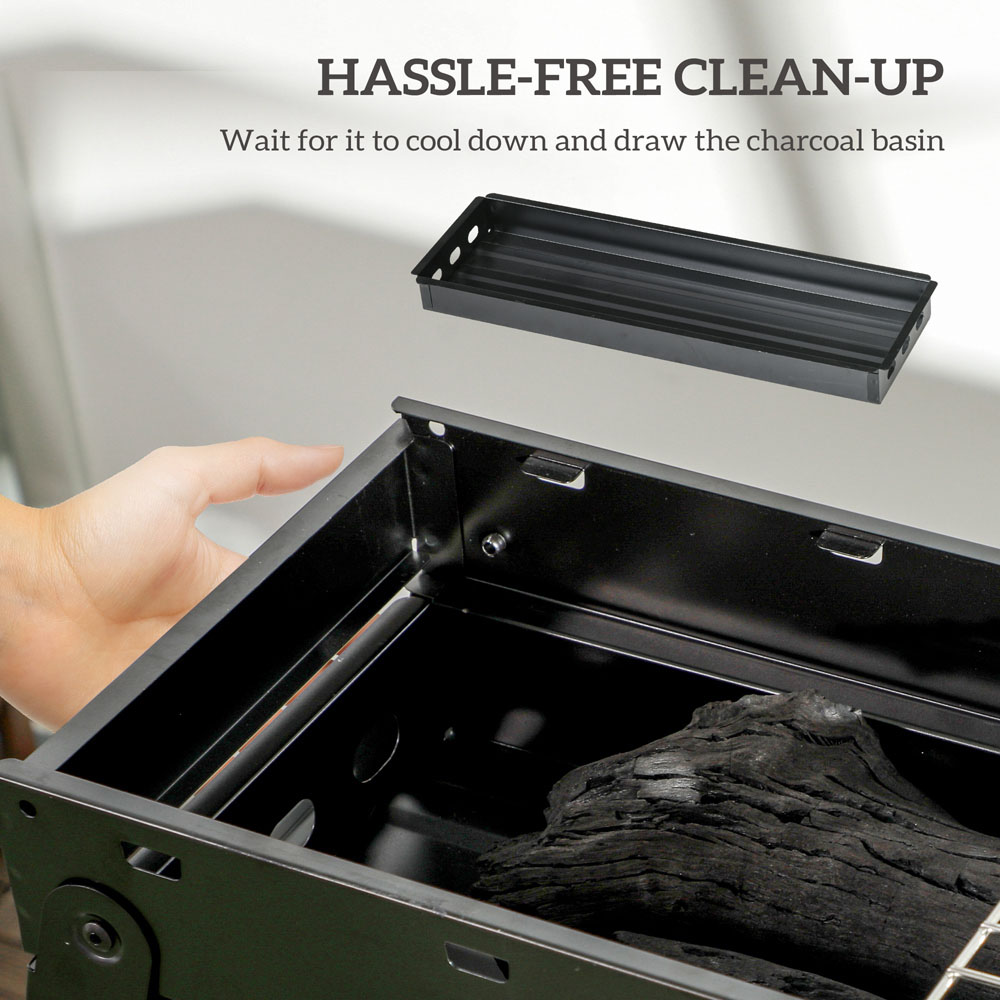 Outsunny Black Portable Charcoal Grill with Pull Out Charcoal Basin Image 5