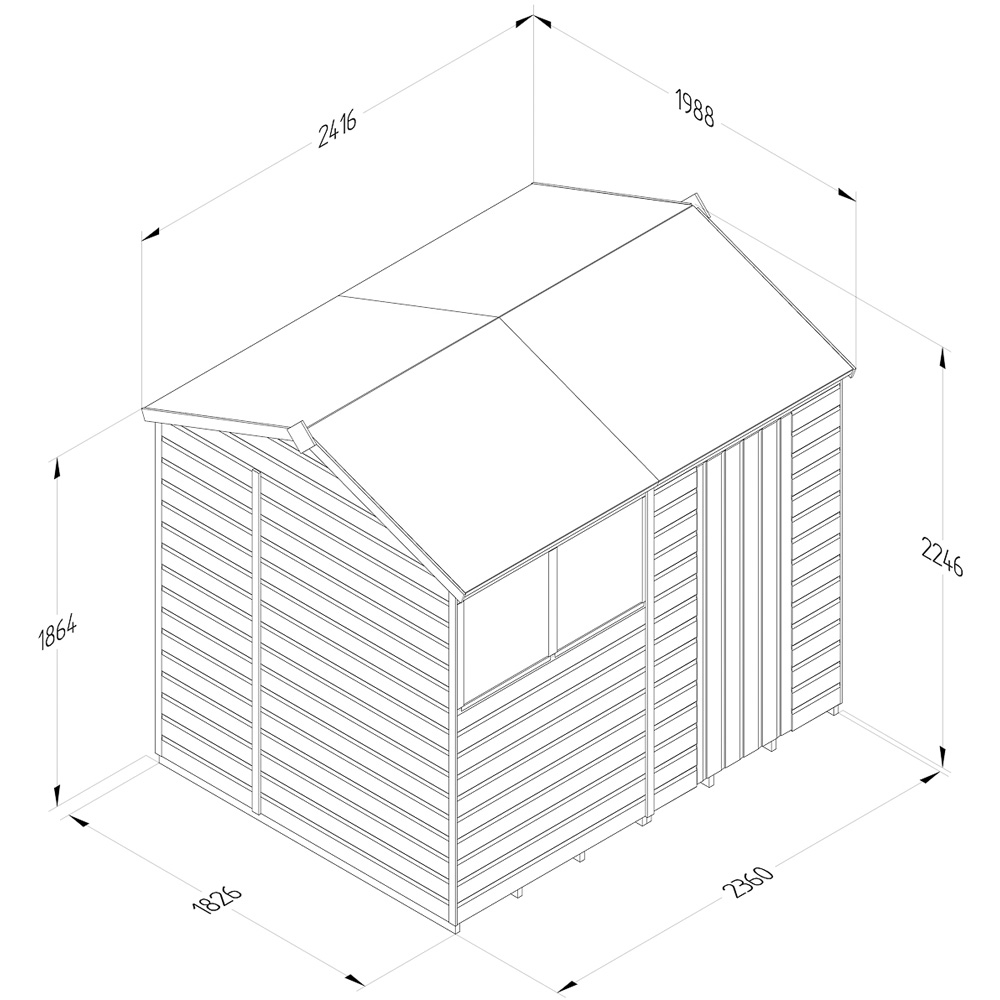 Forest Garden Beckwood 8 x 6ft Single Door 2 Windows Reverse Apex Shed Image 9