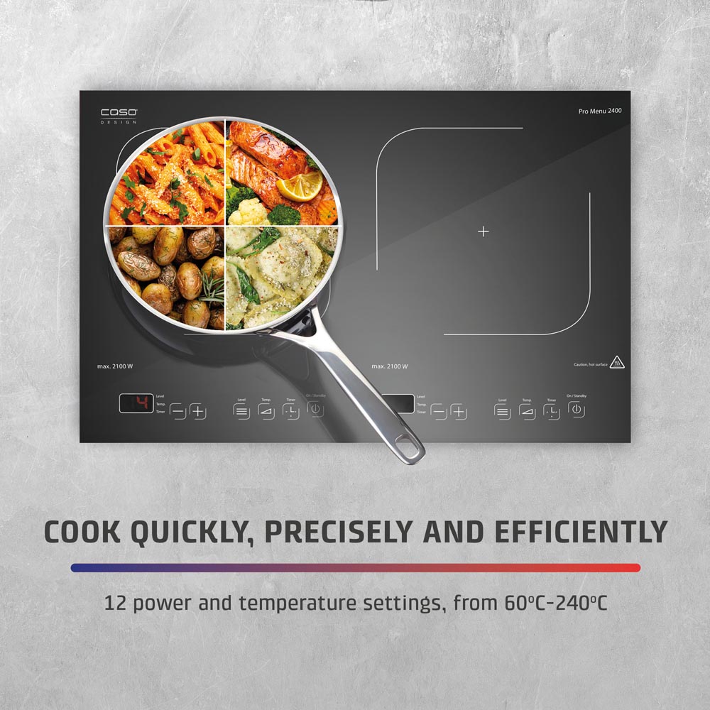 CASO Design ProMenu 2400 Black Twin Portable Induction Hob Image 3