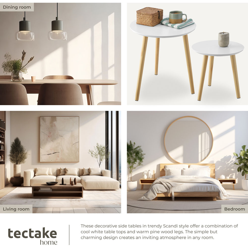 Tectake Skaland Set of 2 Brown Side Tables Image 5