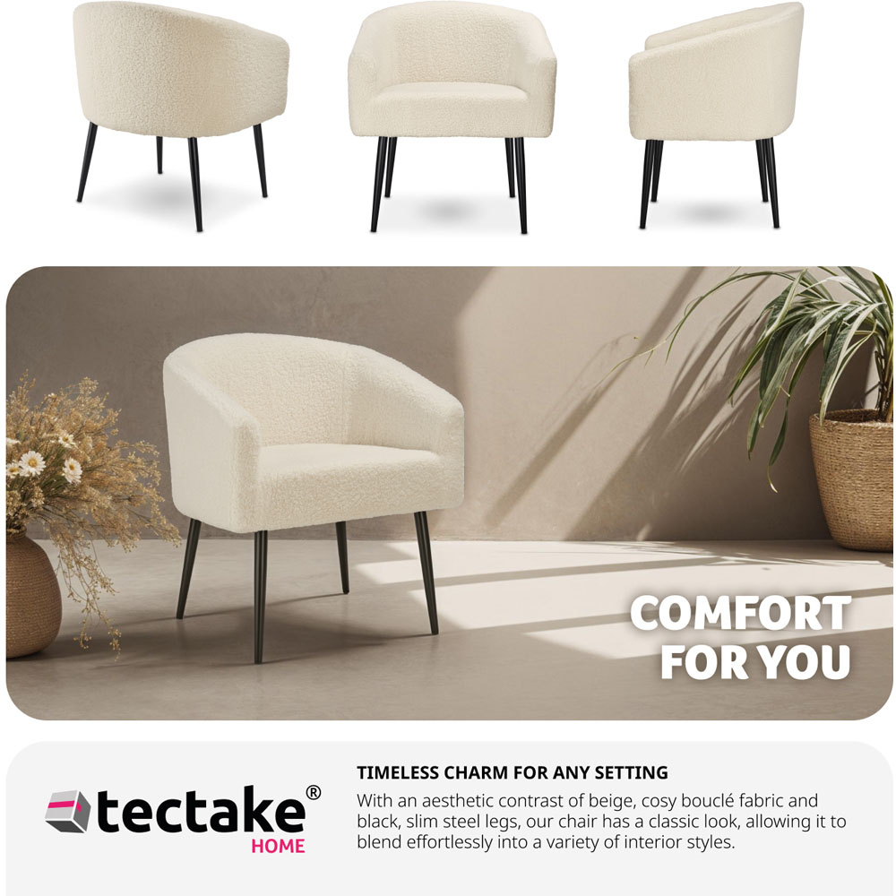 Tectake Mysig Beige Boucle Cover Armchair Image 5