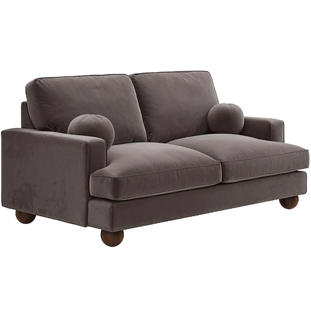 Solace+Co Addison 2 Seater Brown Velvet Sofa Image 2