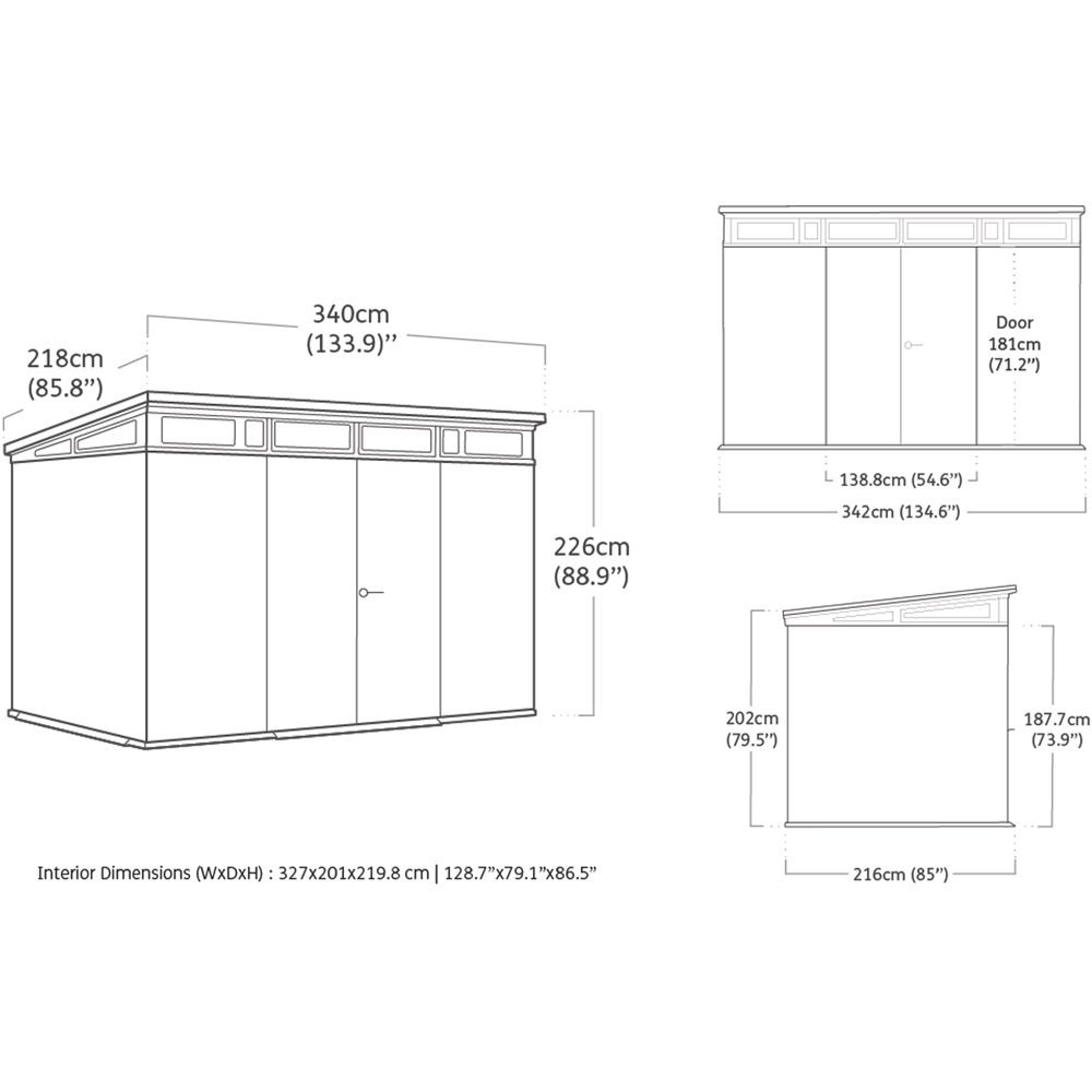 Keter Artizan 2.0 11 x 7ft Grey Pent Garden Storage Shed Image 9