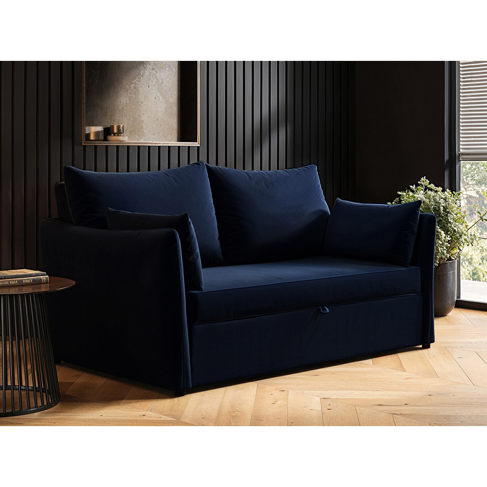 Solace+Co Skyler 2 Seater Navy Velvet Sofa Bed Image 7