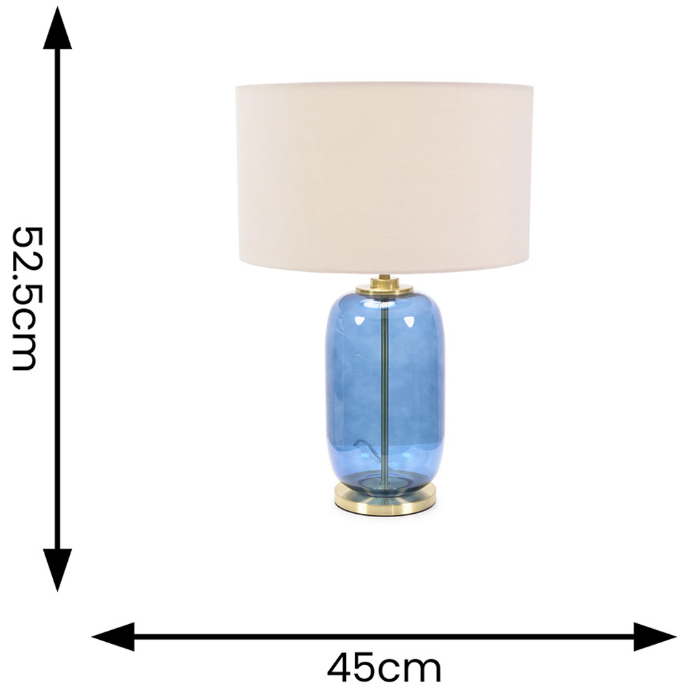 ValueLights Leigh Reni Natural Shade Navy Blue Glass LED Table Lamp Image 4