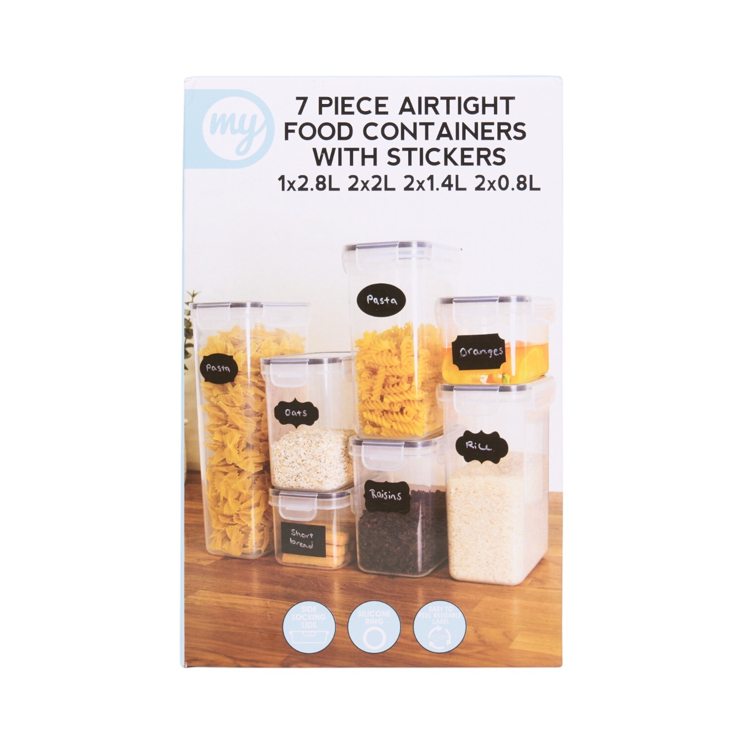 My Kitchen 7 Piece Airtight Food Containers with Stickers Image 3
