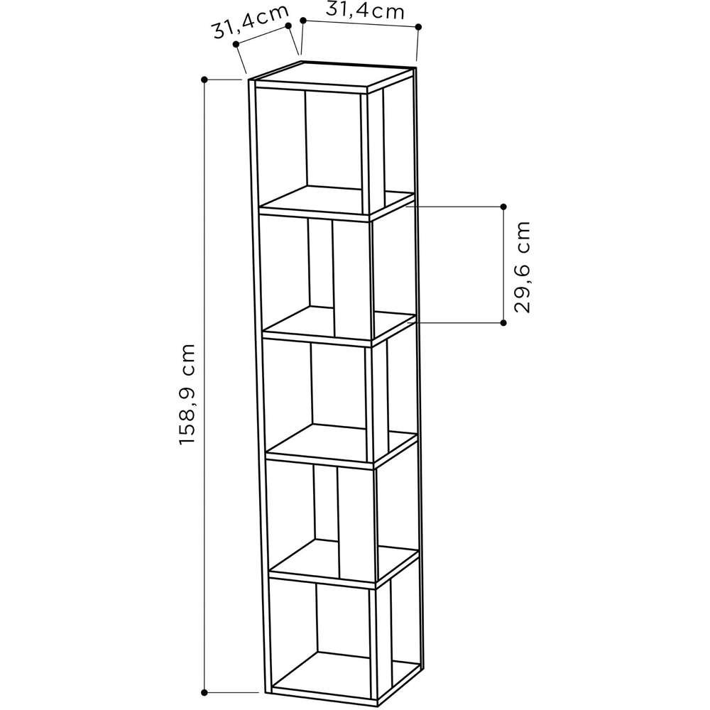 Decortie Piano Black Marble Effect 3 Tier Tall Corner Bookcase Display Unit Image 7