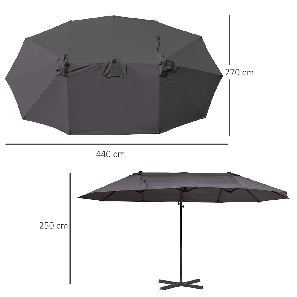 Outsunny Double Parasol Grey Image 4