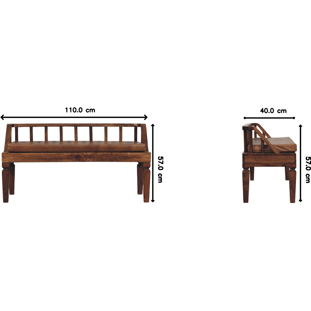 Artisan Furniture Bordeaux Roasted Almond 2 Seater Leather Upholstered Solid Wood Bench Image 9