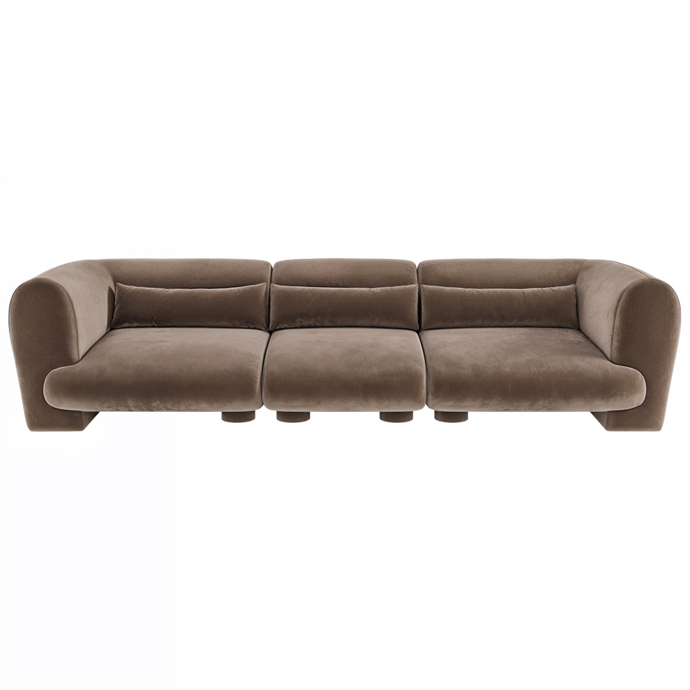 Solace+Co Maddox 4 Seater Chocolate Velvet Sofa Image 3