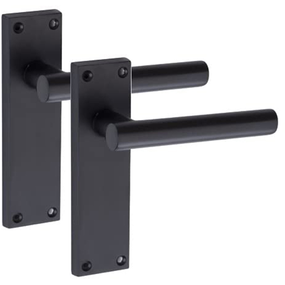 Golden Grace Matt Black T-Bar Lever Backplate Door Handles Set 150 x 40mm 4 Pack Image 2