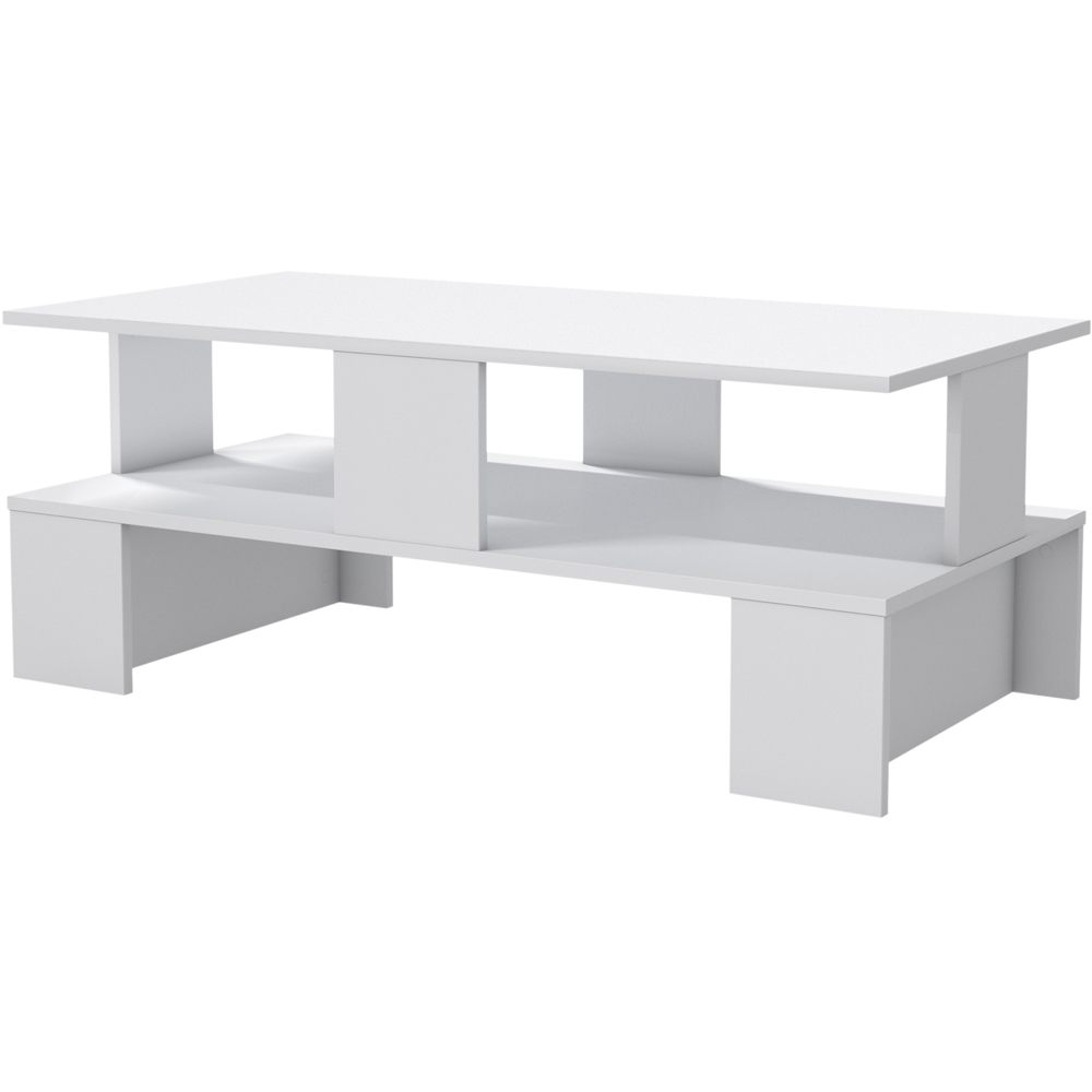 Decorotika Evans Single Shelf White Coffee Table Image 2