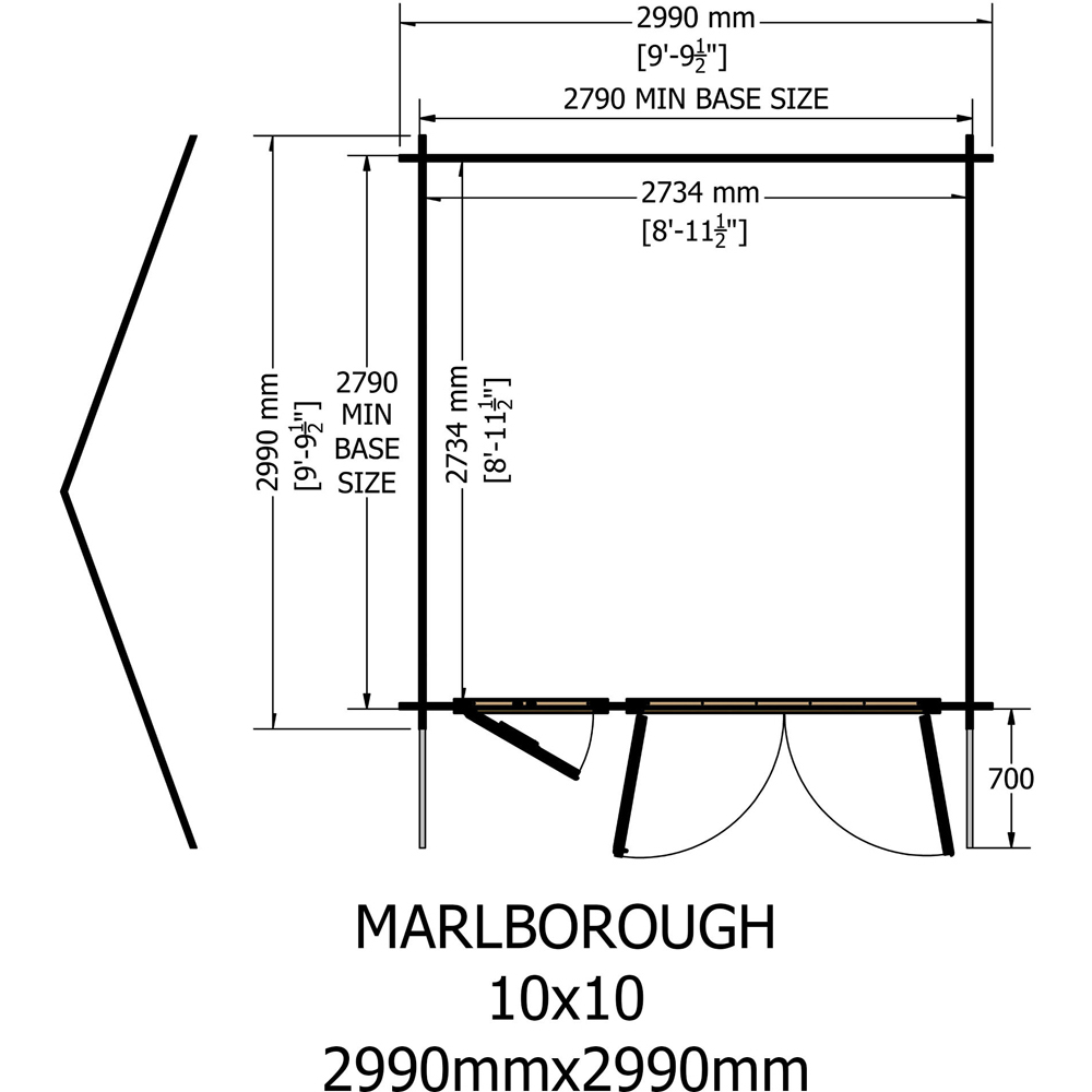 Shire Marlborough 10 x 10ft Double Door Log Cabin Image 8