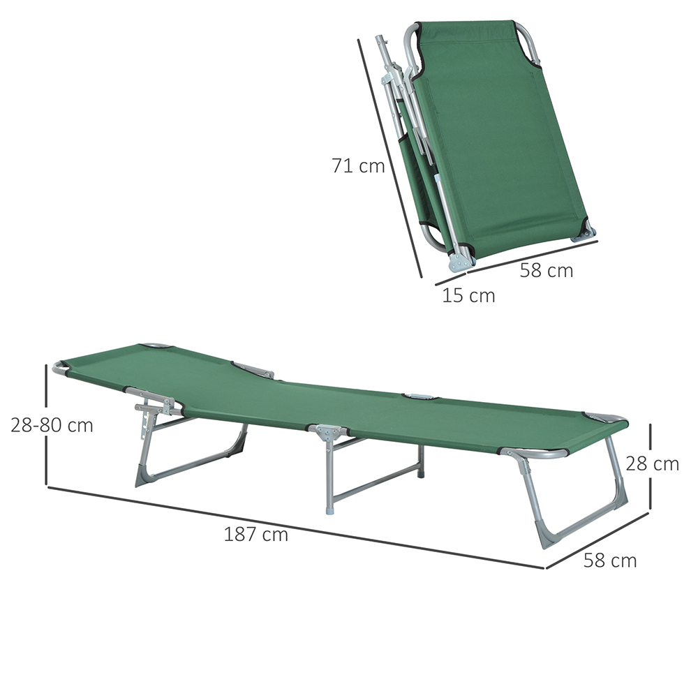 Outsunny Sun lounger Camping Cot Green Image 7