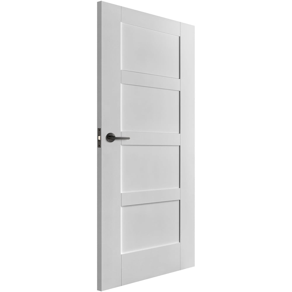 White Primed Shaker 4 Panel FD30 Internal Fire Door 1981 x 686 x 44mm Image 3