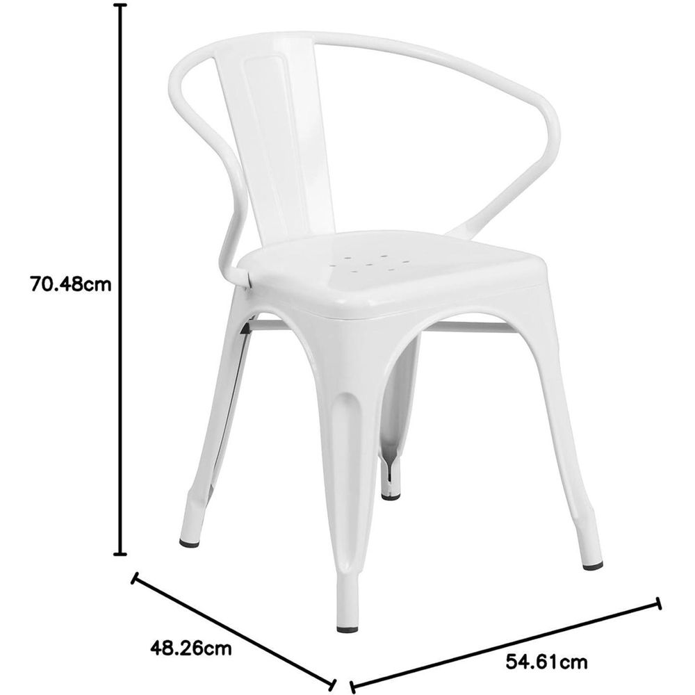 FWStyle Set of 4 White Galvanised Steel Ready Assembled Chairs Image 6