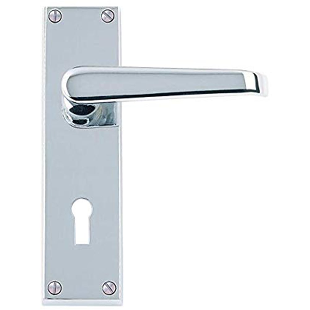Golden Grace Chrome Victorian Lever Lock Door Handle 150 x 42mm Image