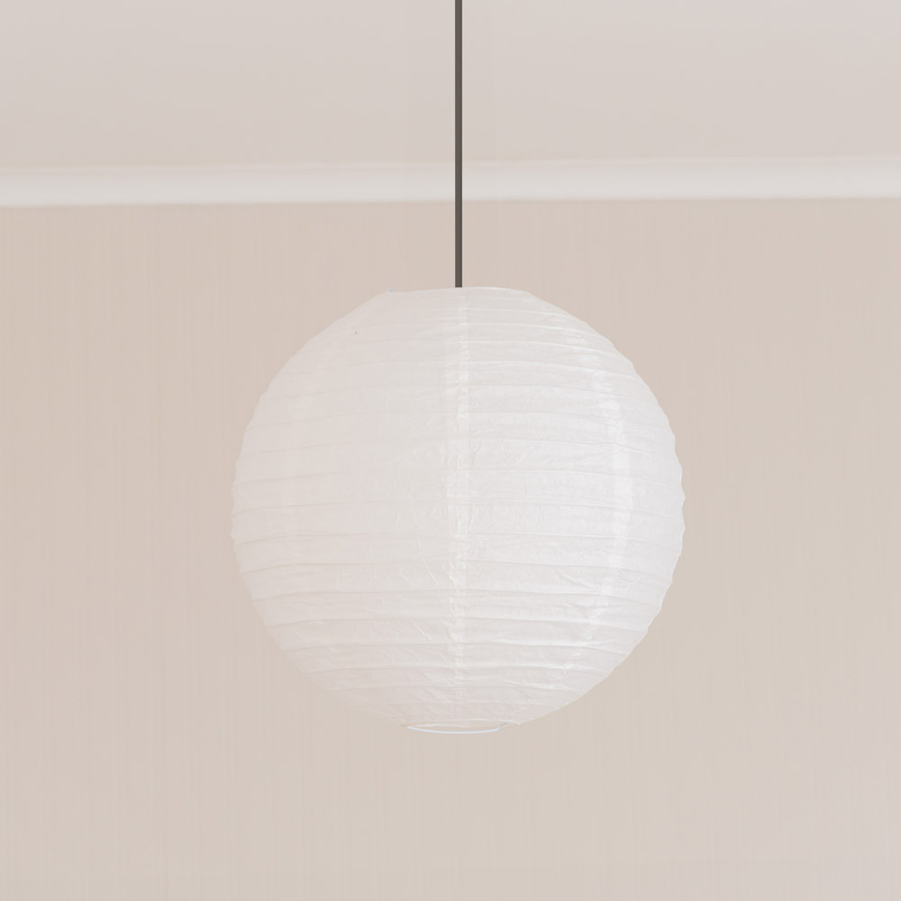 ValueLights Isla White Paper Globe Ceiling Lamp Shade 40cm Image 3