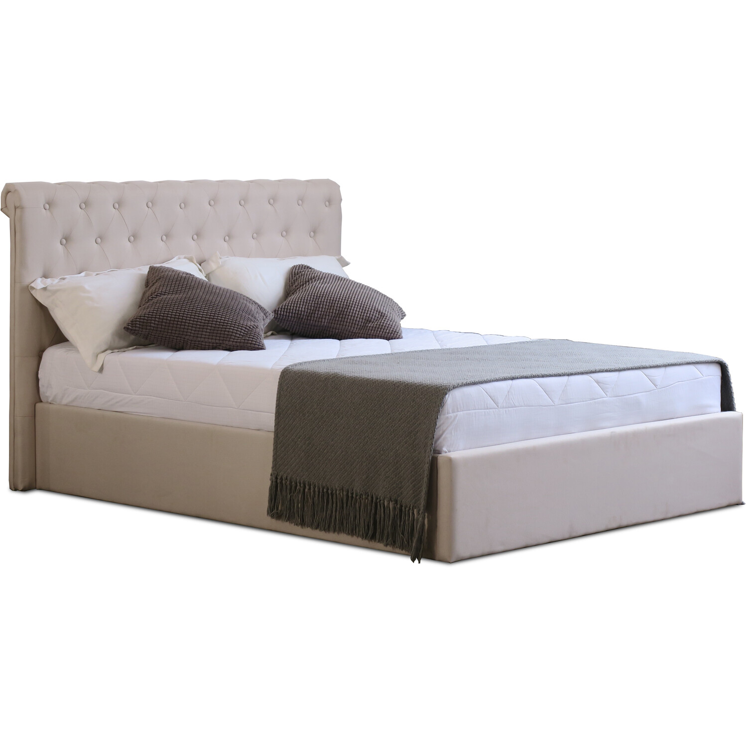 Harper Double Cream Fabric Ottoman Bed Image 2