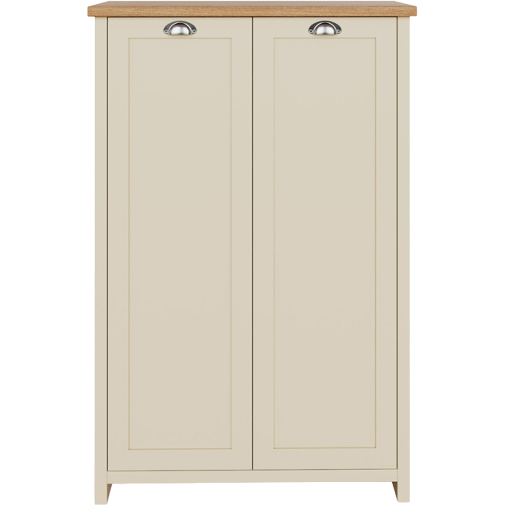 GFW Lancaster 2 Door Cream and Oak Tall Shoe Cabinet Image 2