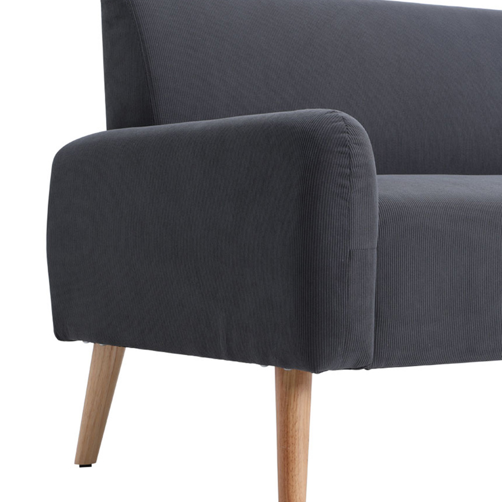 Living and Home 2 Seater Grey Corduroy Loveseat Sofa Image 8