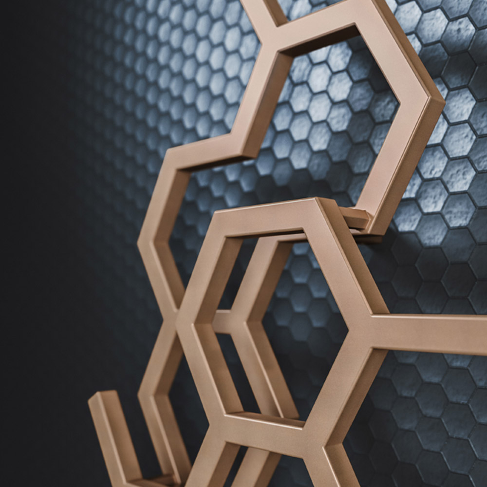 Terma Hex 1180 BTU Bright Copper Radiator 1220 x 486mm Image 5