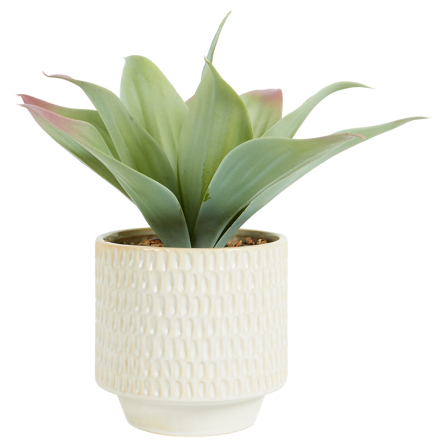 Faux Agave Plant in Dimpled Pot - Green Image 1